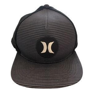 HURLEY Gray Striped Hat Snapback Adjustable Cap One Size Fits Most